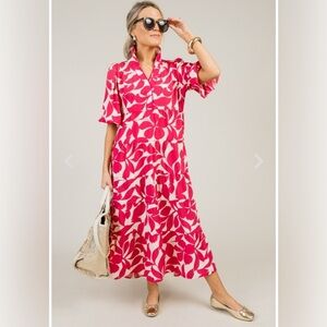 Laetitia 100% Linen Shirt Dress Midi Maxi Italy Made Size Large New Vacation